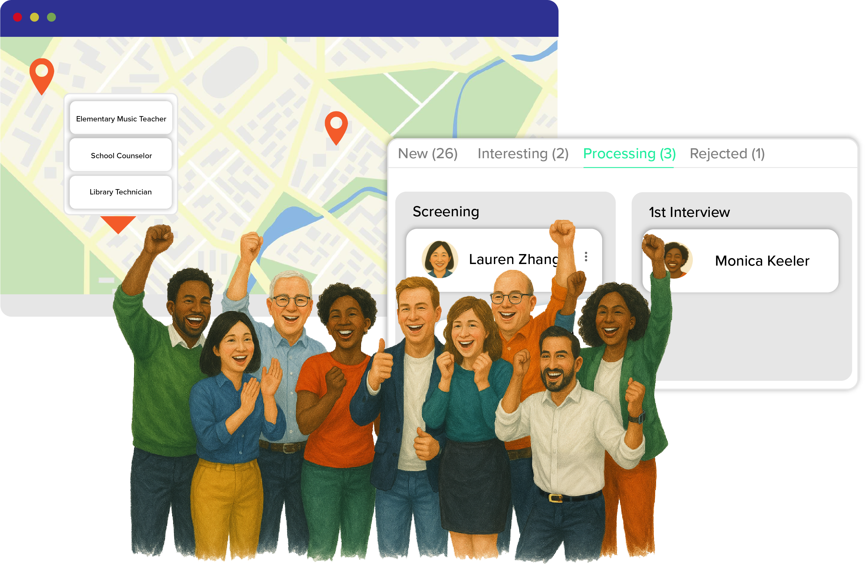 Zespia platform — hiring board and HR views